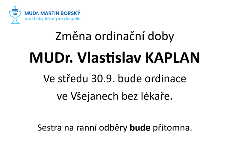 Změna ordinační doby
